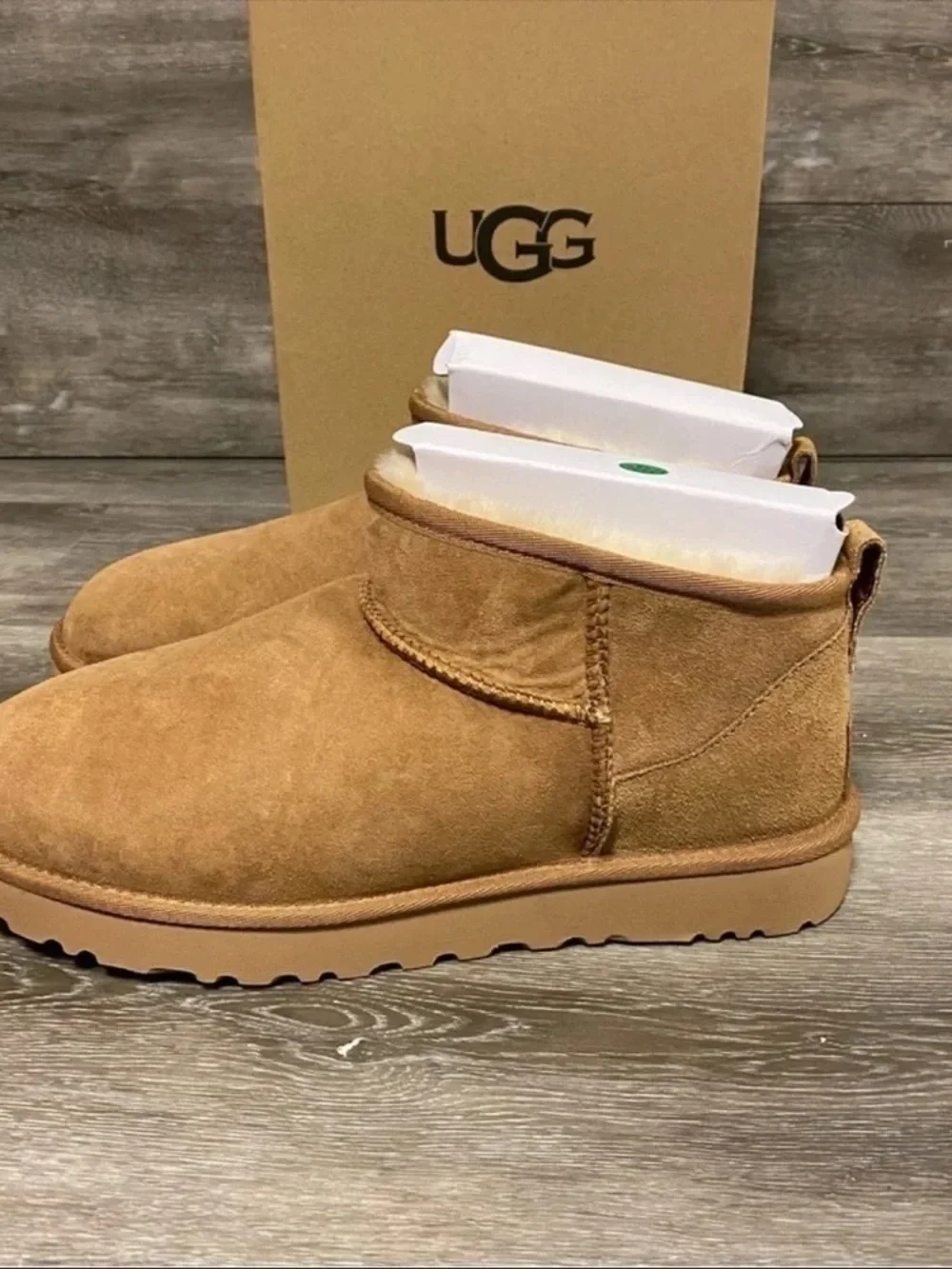 UGG Short Suede Winter Boot in Chestnut Tan